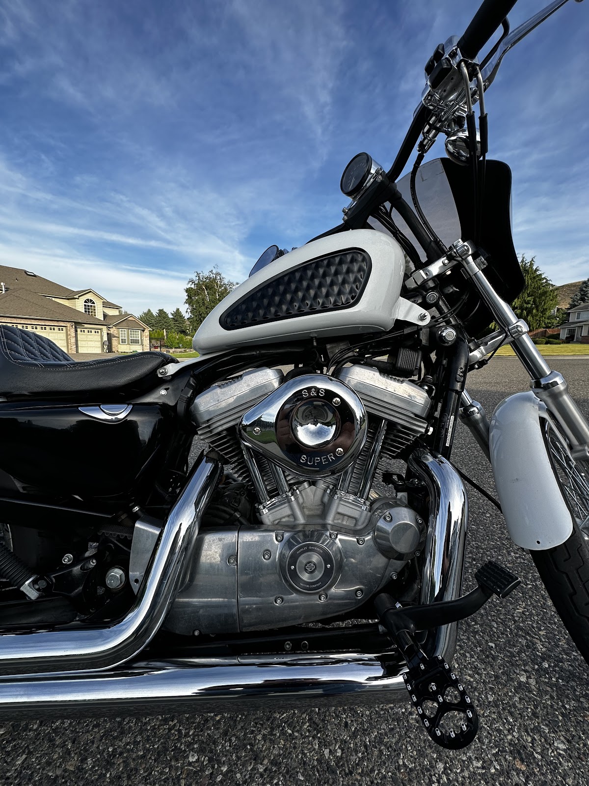 Custom Harley Sportster with chrome S&S engine serviced at Canyon Country Cycle